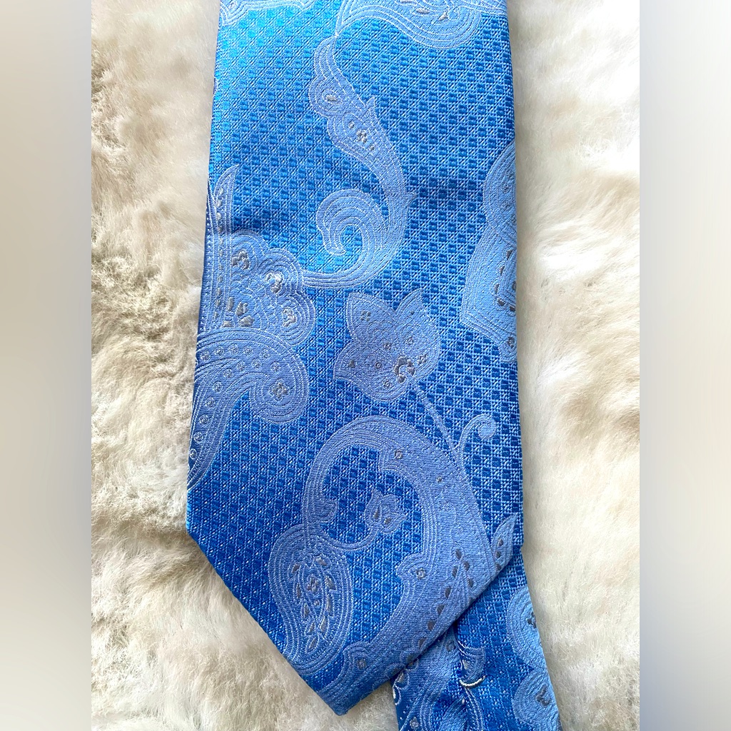 Nwt Nordstrom Brand Men’s 100% Silk Blue Paisley Style Tie
